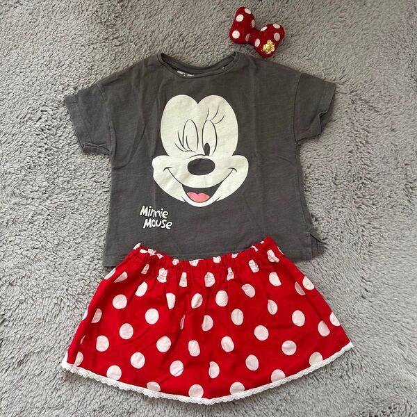 ミニー Tシャツ ZARA Baby リボンヘアピン 水玉スカート ハロウィン