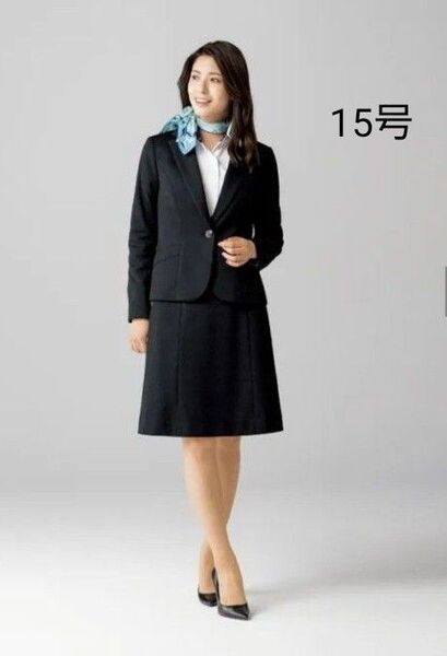 ☆新品タグ付き☆ボンマックス 事務服 ジャケット Aラインスカート 上下セット ブークレーニット ブラック15号