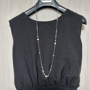 グランシフォレ 86 シルバー ロングネックレス ステーションネックレス 白
