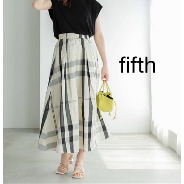 fifth/チェックロングフレアスカート M