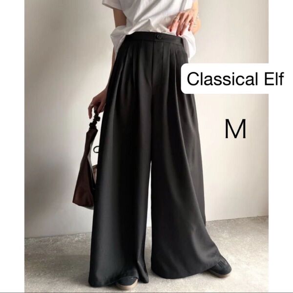 Classical Elf/綺麗め5タックワイドパンツ ブラック M