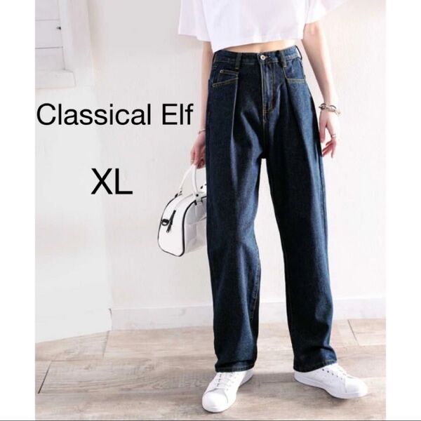 Classical Elf/ハイウエストデニム&チノ タックワイドパンツ XL