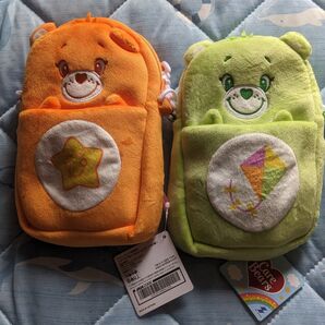 ケアベア ぬいぐるみショルダー 2個セット オレンジとグリーン