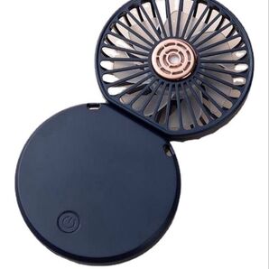 新品 ハンディファン 携帯扇風機 アロマ送風機能付小型 風量3段階調節 ネイビー