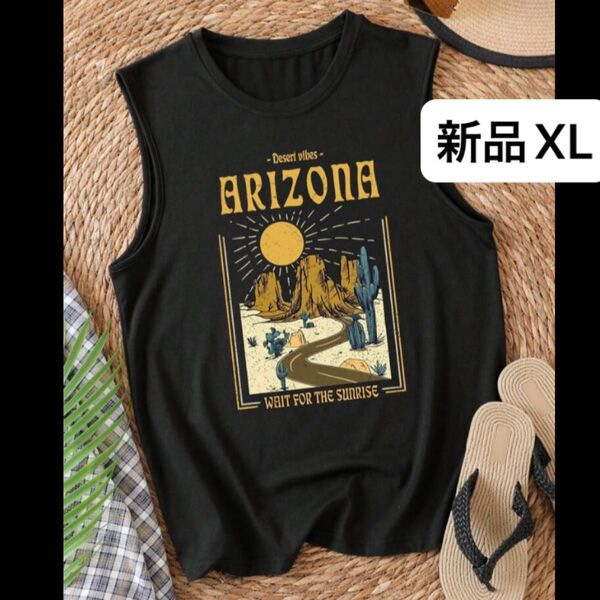 新品 レディース ノースリーブTシャツ ブラック 大きいサイズ ブラウス 韓国風 薄手 XL