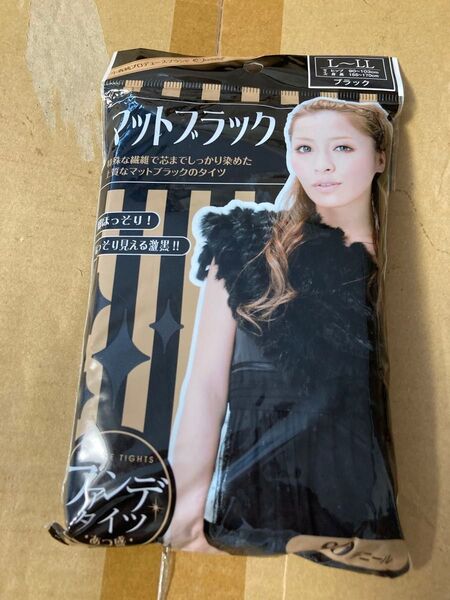 マットブラック ファンデ タイツ L-LL 漆黒 tights 脚ほっそり 80デニール すっきり シックな足元 快適着圧 上質