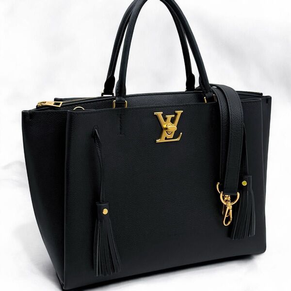 【極美品】ルイヴィトン LOUIS VUITTON ロックミート トートバッグ ショルダーバッグ 2WAY 黒 ゴールド金具