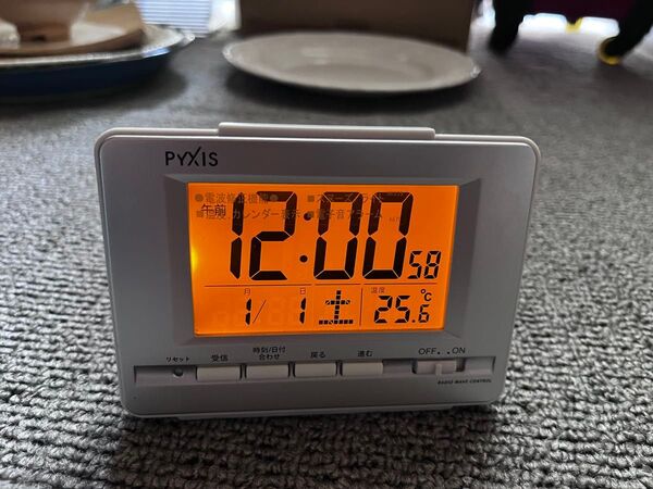 PYXIS 置き時計 デジタル 温度表示 電波時計 目覚まし時計