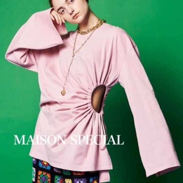 MAISON SPECIAL メゾンスペシャル サイドホールトップス ピンク