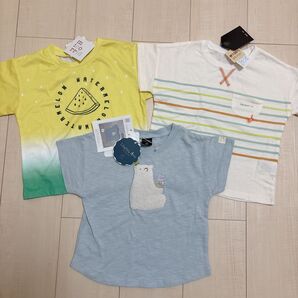 【総額2700円新品タグ付き】 100cm 半袖 Tシャツ 3枚セット 男の子 くま カニ スイカ 柄
