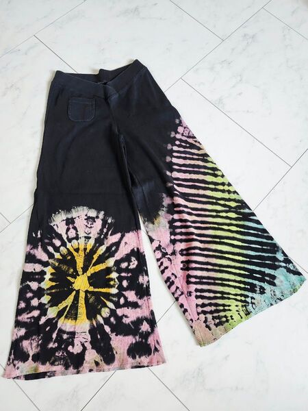タイダイ柄パンツ ワイドパンツ フレアパンツ M
