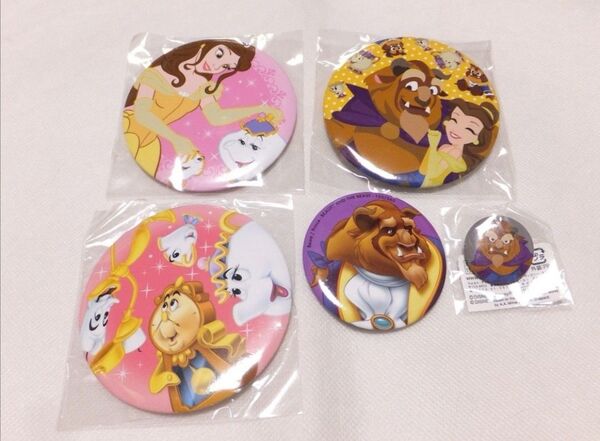 ディズニーストア 美女と野獣 缶バッジ 5点セット プリンセス ベル