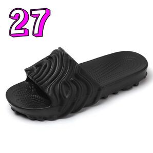 27㎝ サンダル 波柄 スリッパ シャワーサンダル スライド メンズ 黒