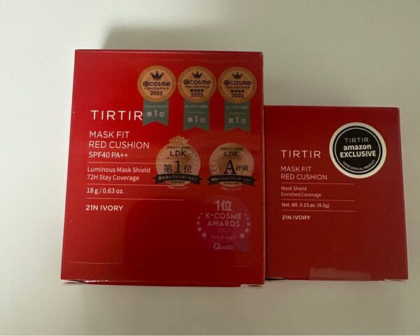 TIRTIRマスクフィットクッションレッド21N アイボリー 通常サイズ(18g)とミニサイズ(4.5g)