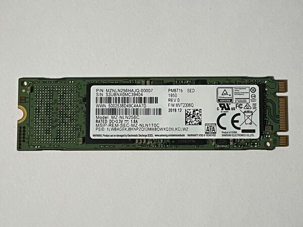 【2734時間】SAMSUNG SSD 256GB PM871b MZ-NLN256C M.2 2280 SATA