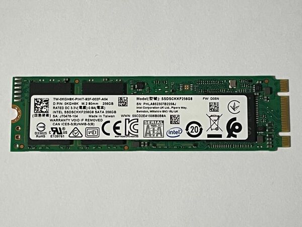 【1745時間】Intel SSD 256GB SCKKF256G8 M.2 2280 SATA
