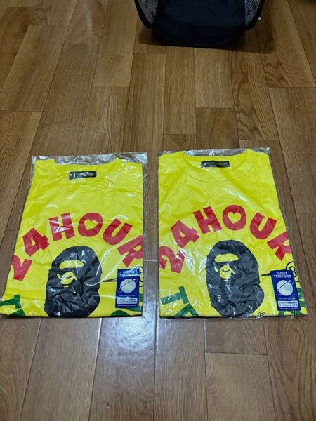 2枚セット A BATHING APE 24HOUR TELEVISION Tシャツ Mサイズ、Sサイズ!