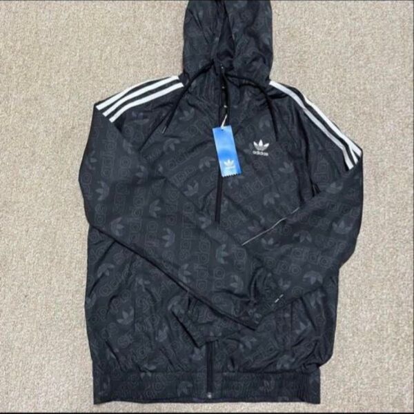アディダス adidas ナイロンジャケット ウィンドブレーカー 黒 メンズ Sサイズ