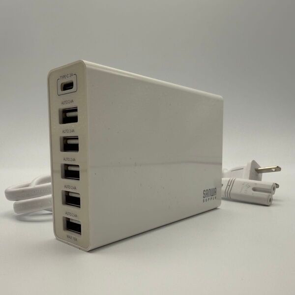 サンワサプライ USB充電器 6ポート 700-AC015W SANWA SUPPLY Type-C×1USB A×5最大10A