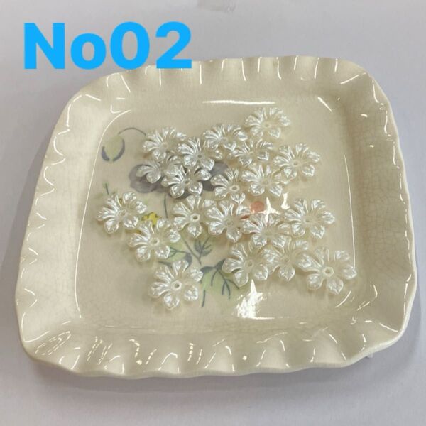 お花のパーツ No02 (ホワイトフラワー)×20個 ハンドメイド お花のモチーフ パーツ 花 ハンドメイド お花のモチーフ