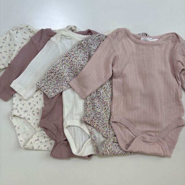 長袖ロンパース ZARA 5枚セット 1-3M 60サイズ 肌着 ロンパース 新生児 綿100