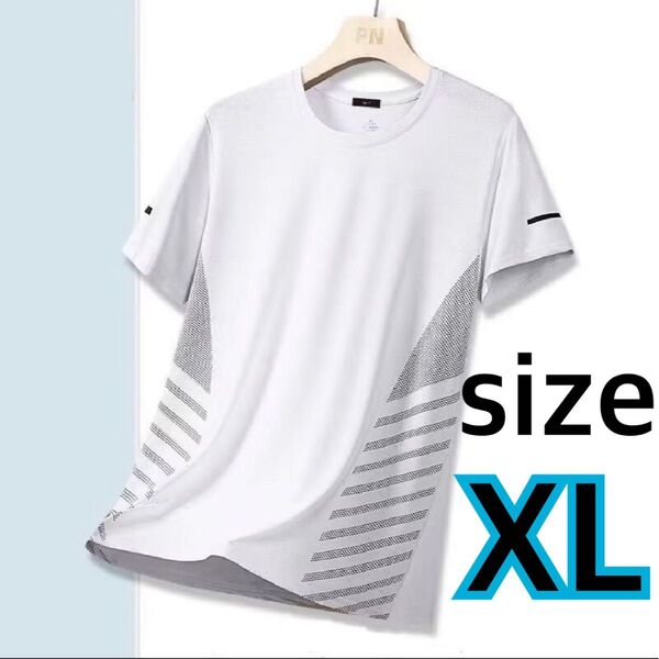 新品未使用 接触冷感 速乾 薄手 Tシャツ メンズ スポーツ 夏 XL Tシャツ 半袖 半袖Tシャツ ランニング トップス