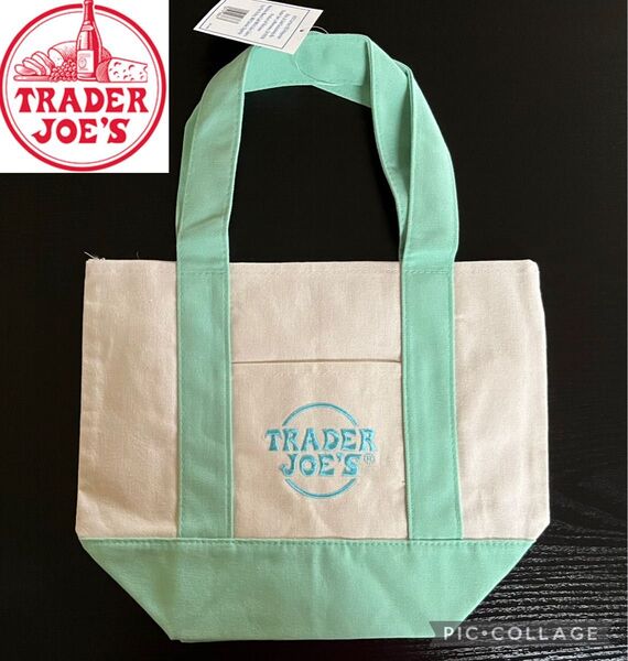 新品 Trader Joe’s トレーダージョーズ ミニトート ランチトート キャンバス エコバッグ ライトグリーン