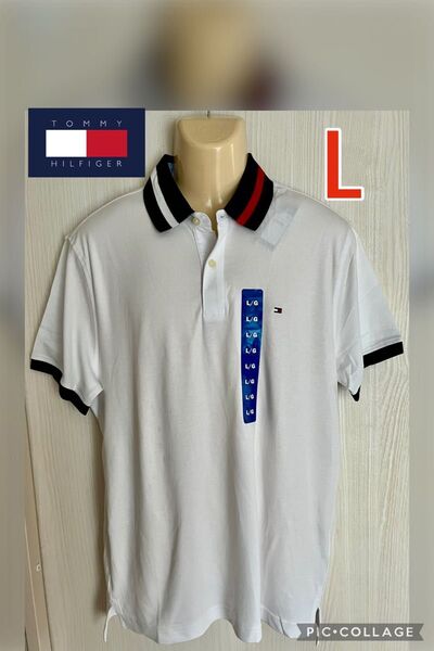 Tommy Hilfiger カラー付きポロシャツ Lサイズ ゴルフシャツ 新品