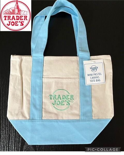 新品 Trader Joe’s トレーダージョーズ ミニトート ランチトート キャンバス エコバッグ 水色
