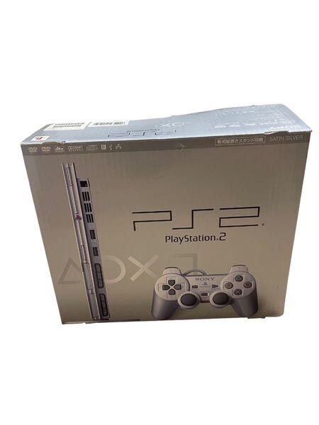 PS2 本体 SCPH-77000 シルバー 薄型 コントローラー2個・メモリーカード付き ジャンク品