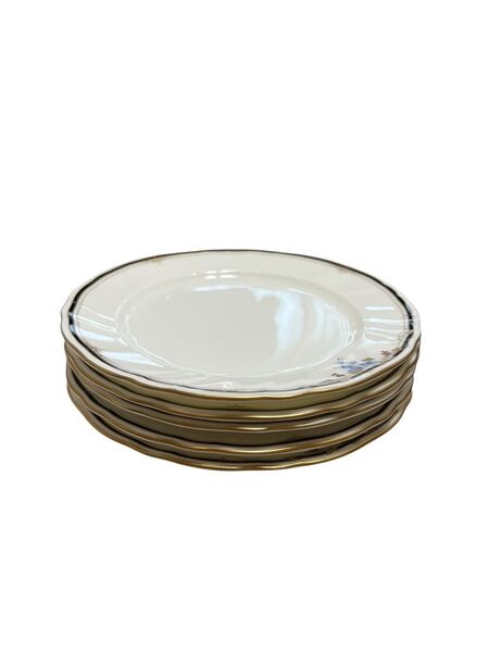 【美品】NARUMI CHINA ナルミ プレート 5枚セット 金彩 青花柄 φ約19cm 日本製 食器