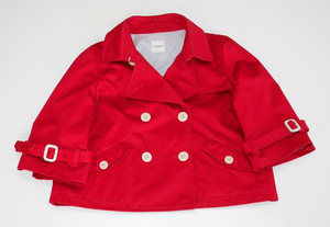  прекрасный товар 18,000 иен котороткое пальто тренчкот бушлат пальто F жакет M размер 38 офис красный двойной S женский 36 блейзер Short USA