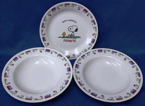 (0728)　SNOOPY　スヌーピー　絵皿　スープ皿　２種３枚