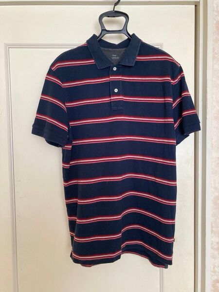 GAP ボーダー柄ポロシャツ ネイビーアメリカLサイズ