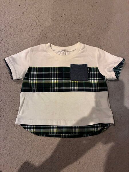 コムサ 半袖Tシャツ カットソー チェック 白 男の子 ベビー服 80