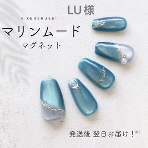 LU様専用 マグネットネイル ニュアンスネイル 夏ネイル ブルーネイル 大人ネイル うるうるネイル ネイルチップ
