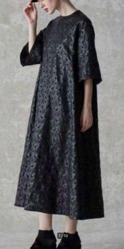 未使用級 ドゥロワー ワンピース ドレス 花柄 フェイクレザー Aライン タグ付