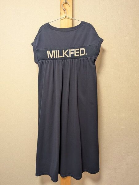MILKFED. ミルクフェド BIG LOGO RIB LONG DRESS ロングワンピース ネイビー ワンサイズ