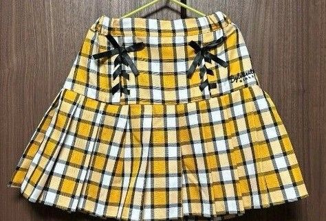 byLOVEiT イエロー チェック柄プリーツスカート インナーパンツ付き キュロット 140