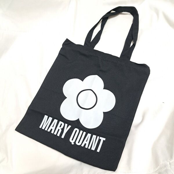 マリークワントトートバッグ マリークワント MARY QUANT トートバッグ A4サイズ収納可能 ブラック ビッグロゴ 新品