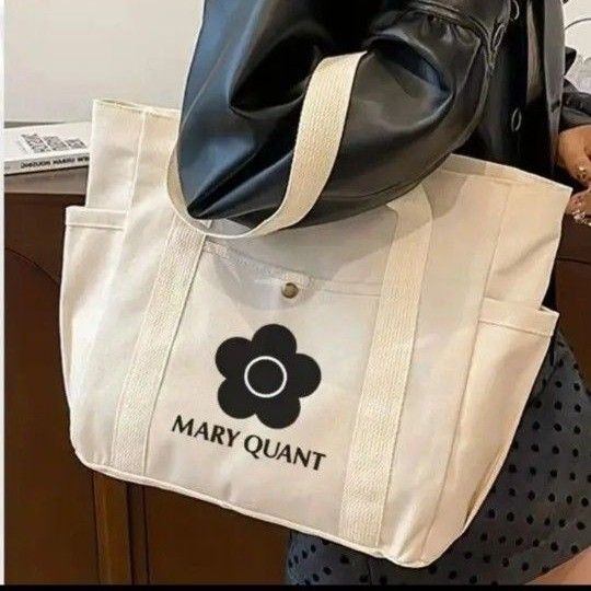 マリークワントトートバッグ マリークワント トートバッグ 大容量 ホワイト 新品 MARY QUANT