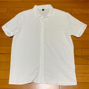 【新品未使用】【涼しい】Manfinity Homme 男性用 カジュアル ソリッド テクスチャー ボタンアップシャツ