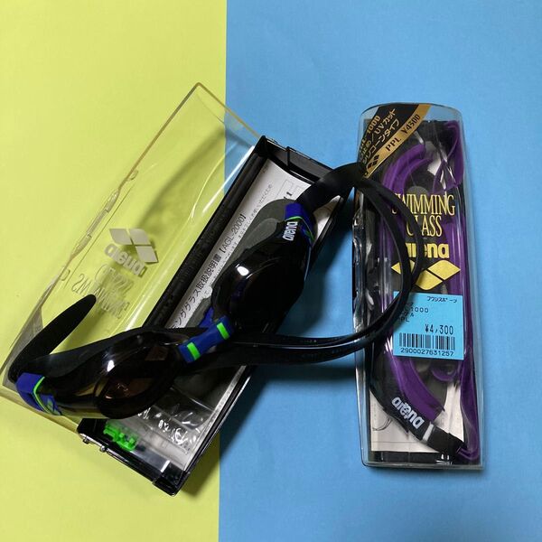 arena スイミングゴーグル 未使用&used 2点セット AGL-1000 AGL-2000 水泳 水中メガネ 日本製