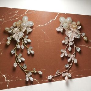 新品★イヤリング 花 ロング パール ピンクゴールド ウェディング 結婚式 ブライダル アクセサリー