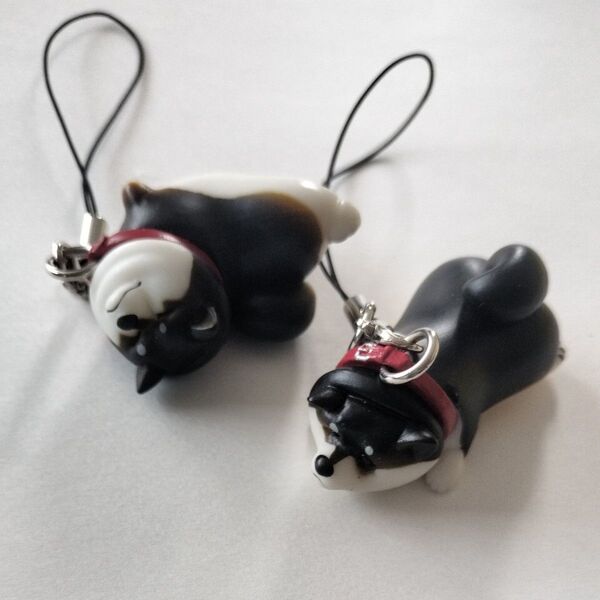 拒否犬ストラップ 黒柴 2匹セット ガチャ 新品未使用