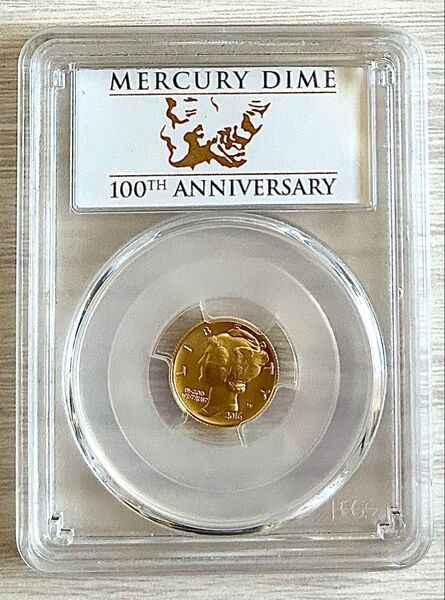 アメリカ 金貨 2016年 10セント マーキュリーダイム 100周年記金貨 PCGS SP70