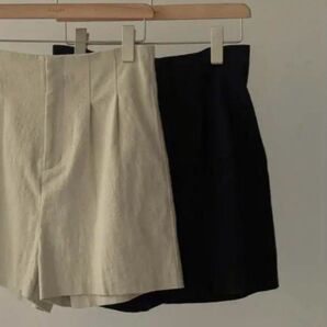 【S】Eaphi linen like short pants パンツ ブラック