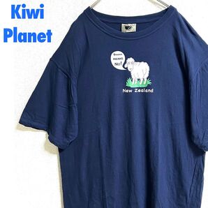 Kiwi Planet 半袖Tシャツ プリント アニマル ニュージーランド 古着 ネイビー ゆるだぼ