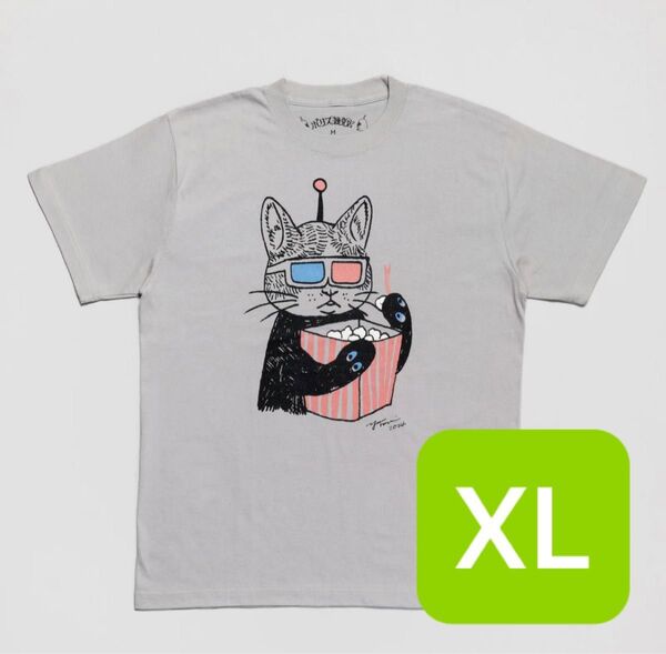 【新品】Tシャツ XLサイズ 3Dメガネで鑑賞中 グレー ヒグチユウコ ボリス雑貨店 Tシャツ