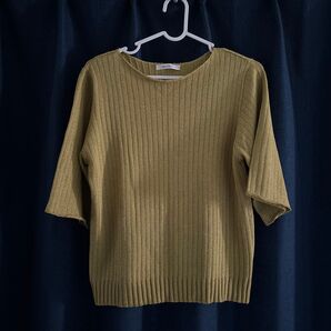ニット セーター M 黄緑 半袖 半袖ニット